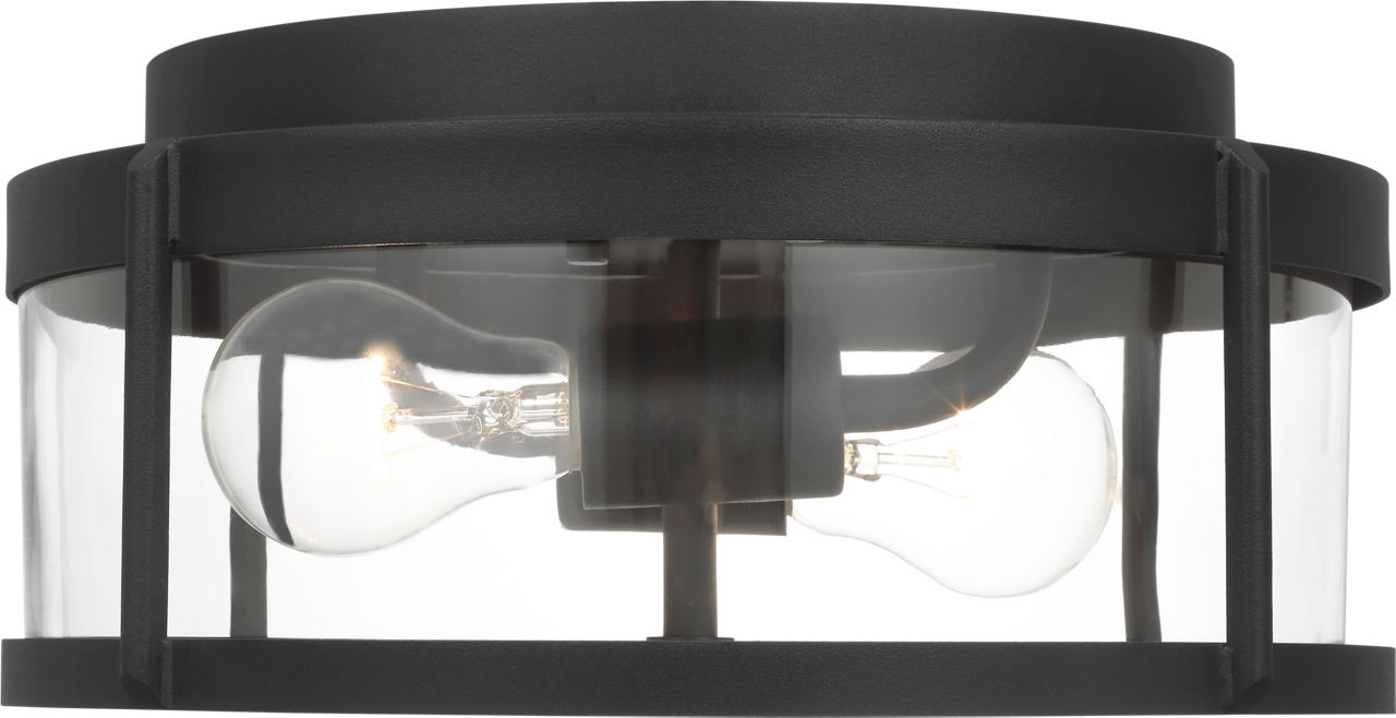 Luning Medium Flush Mount Textured Black Clear Glass