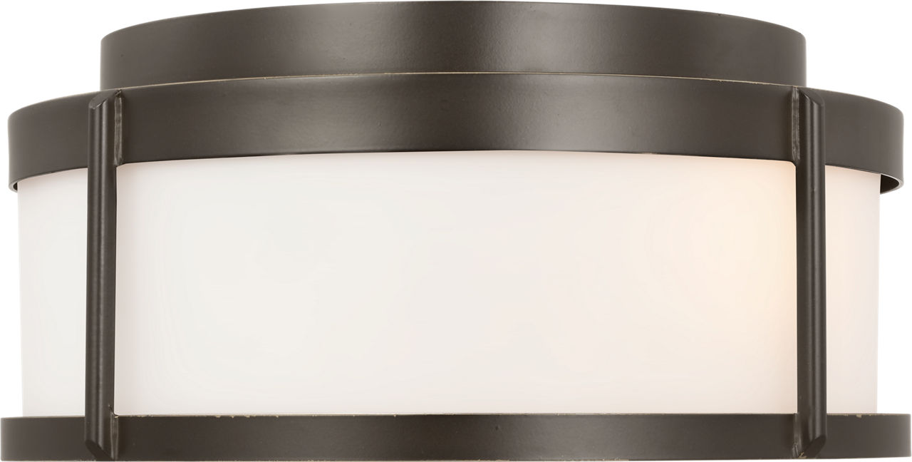 Luning Medium Flush Mount Antique Bronze Opal Etched Glass