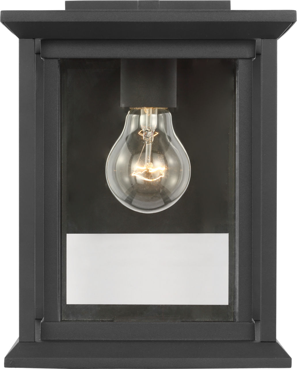 Audley Small Lantern Textured Black Clear Glass