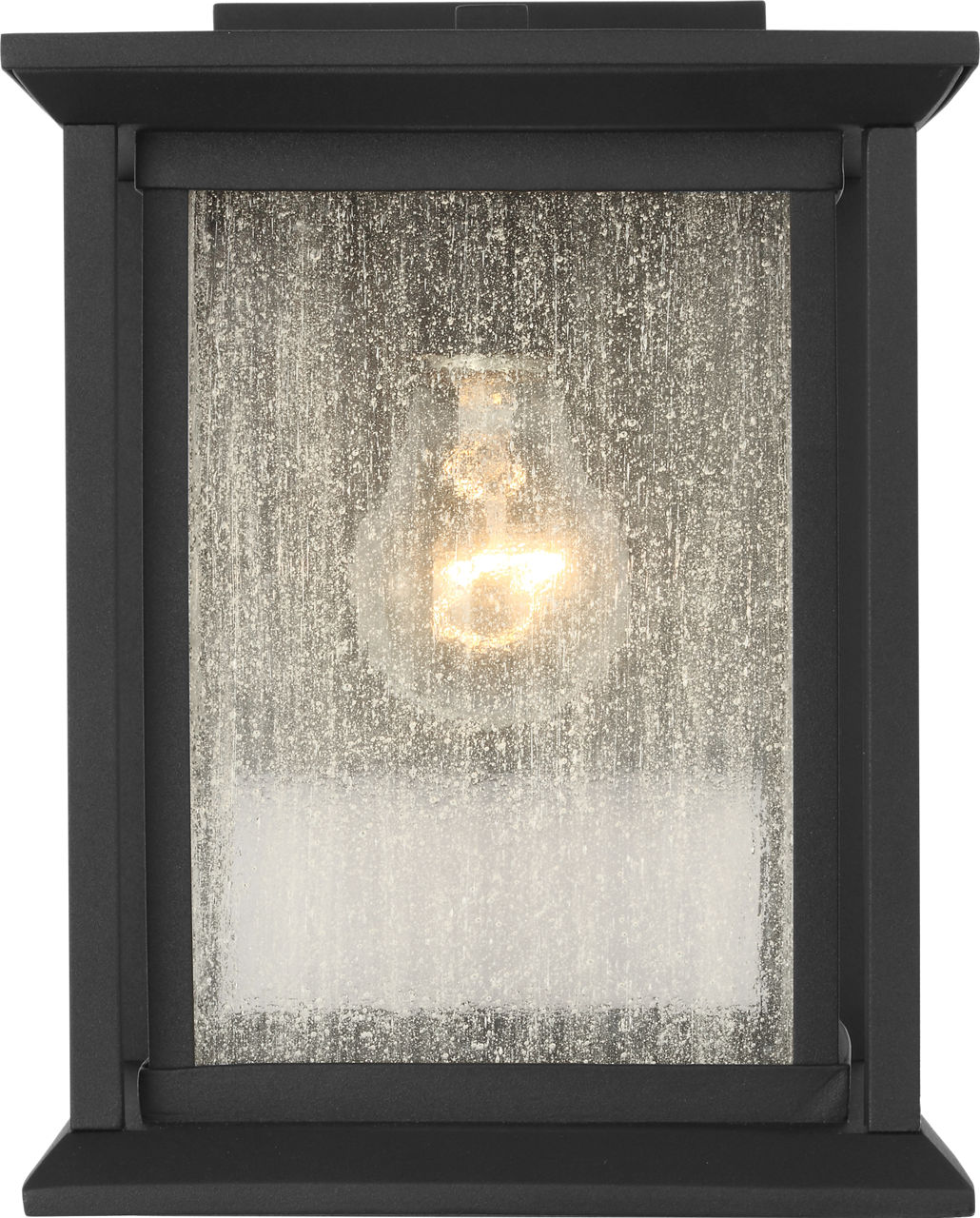 Audley Small Lantern Textured Black Distressed Seeded Glass