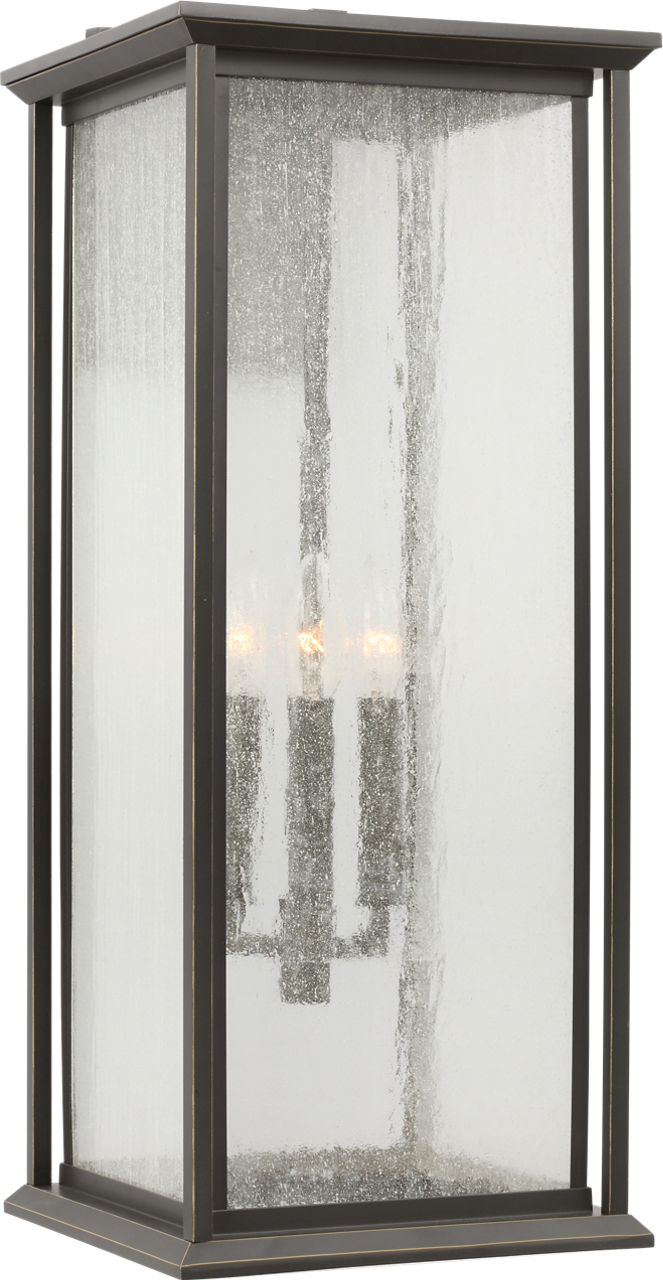 Audley Extra Large Lantern Antique Bronze Distressed Seeded Glass