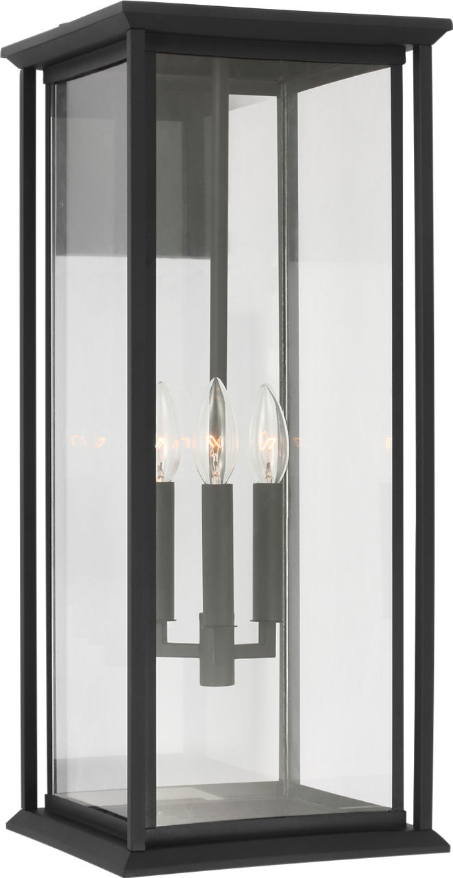 Audley Extra Large Lantern Textured Black Clear Glass