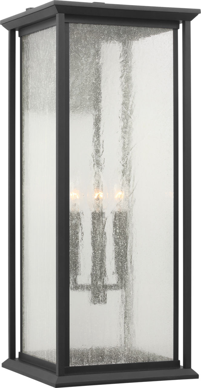 Audley Extra Large Lantern Textured Black Distressed Seeded Glass