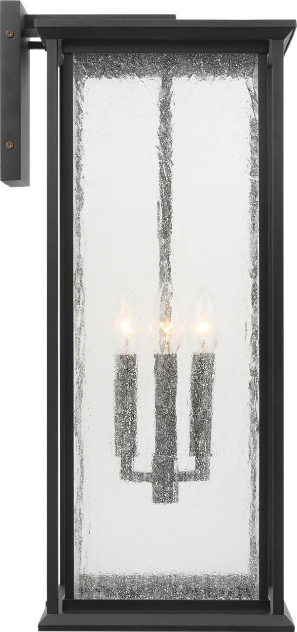 Audley Extra Large Lantern Textured Black Distressed Seeded Glass