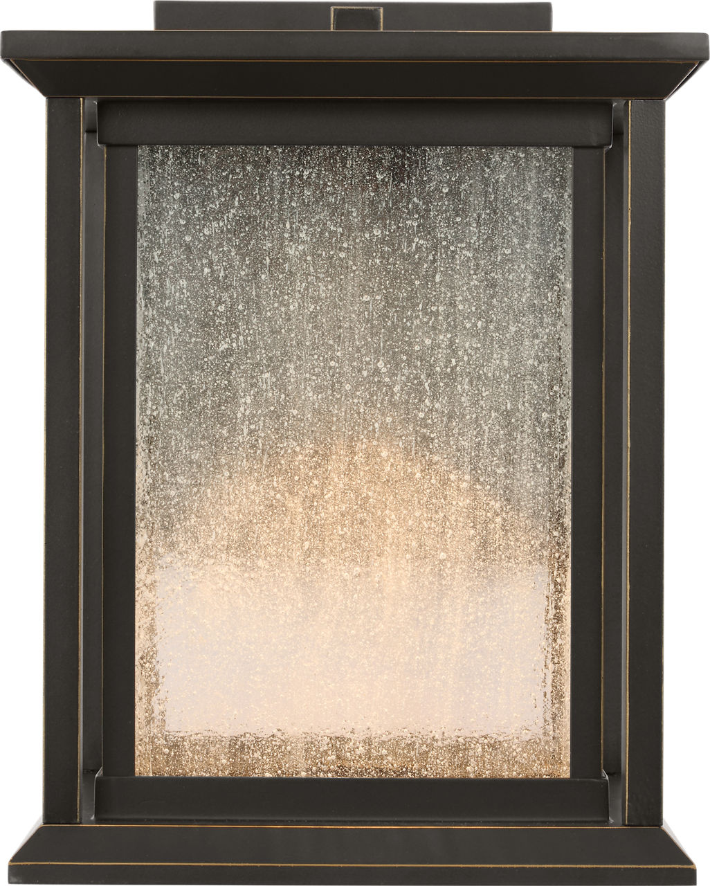 Audley Small LED Lantern Antique Bronze Distressed Seeded Glass Bulbs Inc