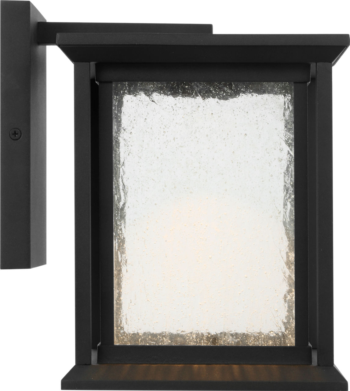 Audley Small LED Lantern Textured Black Distressed Seeded Glass Bulbs Inc