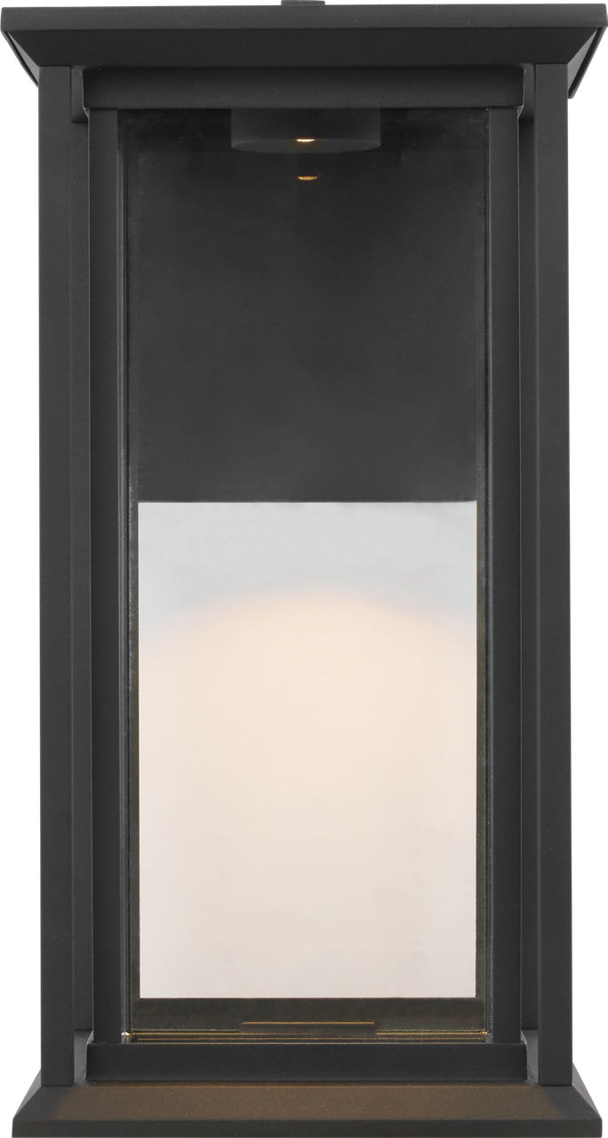 Audley Medium LED Lantern Textured Black Clear Glass Bulbs Inc