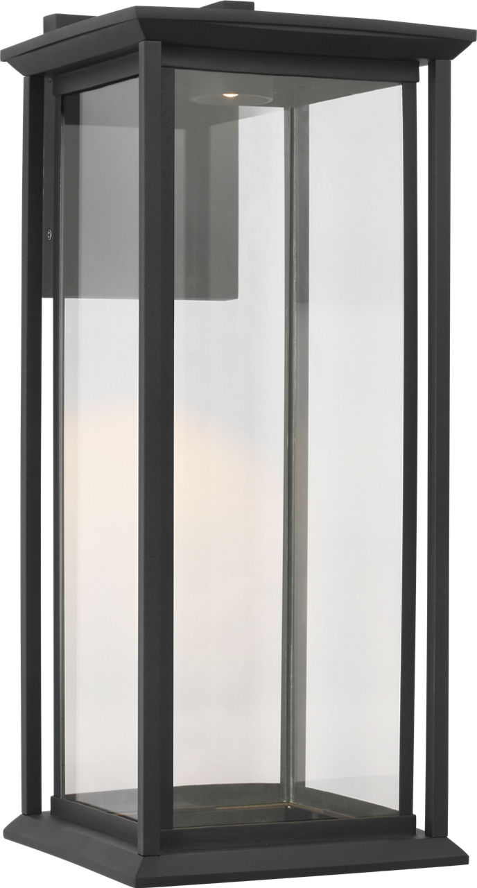 Audley Large LED Lantern Textured Black Clear Glass Bulbs Inc