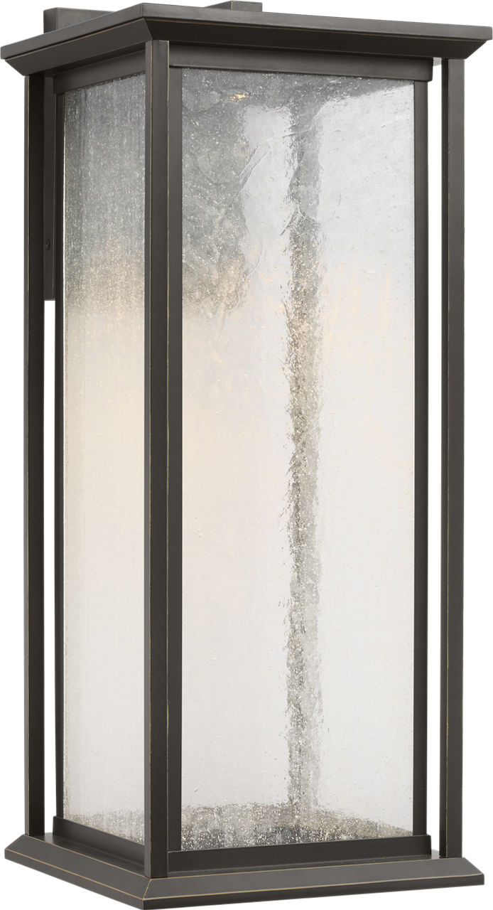 Audley Large LED Lantern Antique Bronze Distressed Seeded Glass Bulbs Inc