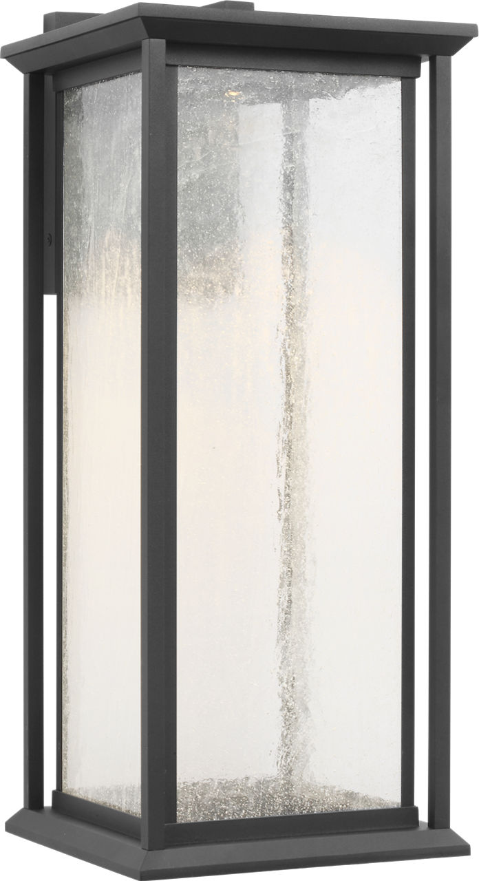 Audley Large LED Lantern Textured Black Distressed Sedded Glass Bulbs Inc