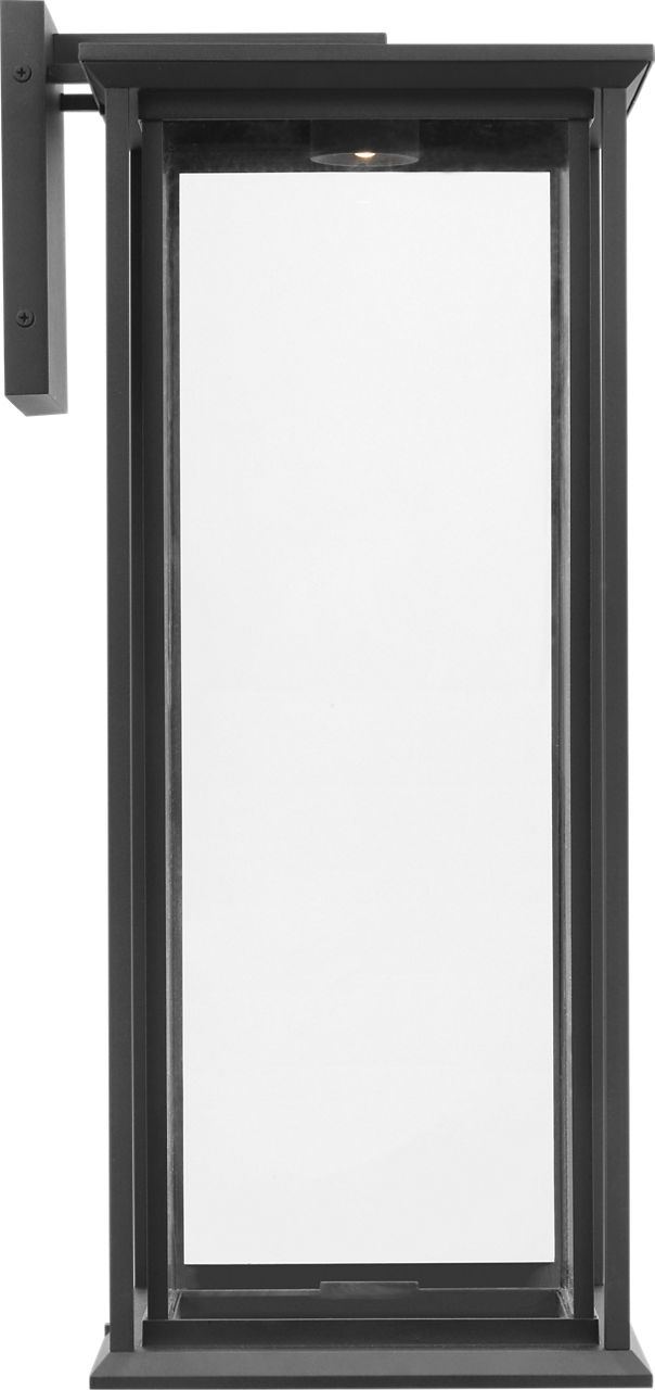 Audley Extra Large LED Lantern Textured Black Clear Glass Bulbs Inc