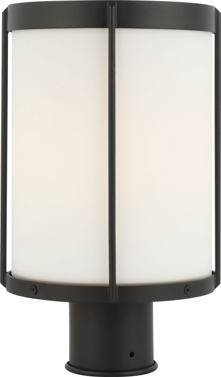 Luning 13 One Light Outdoor Post Lantern in Textured Black with Etched White Glass Bulb(s) Not Included