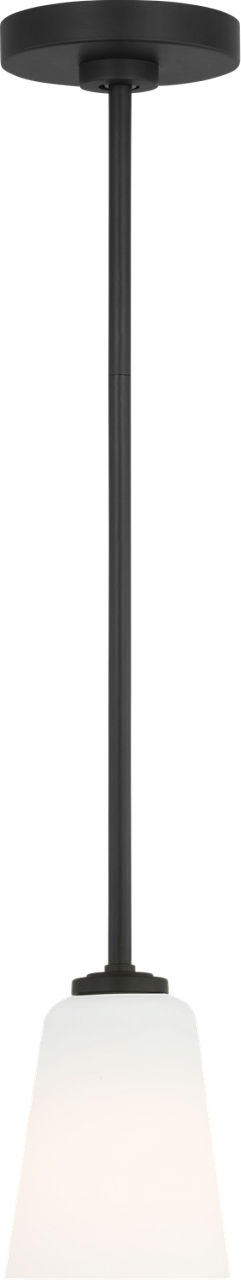Miles One Light Mini-Pendant in Midnight Black with Etched Glass / White Inside Bulb(s) Not Included
