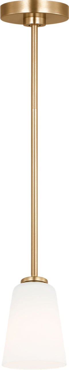 Miles One Light Mini-Pendant in Satin Brass with Etched Glass / White Inside Bulb(s) Not Included