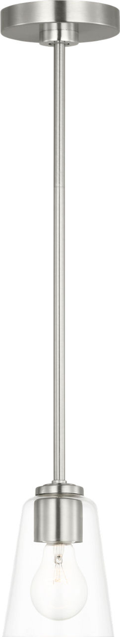 Miles One Light Mini-Pendant in Brushed Nickel with Clear Glass Bulb(s) Not Included