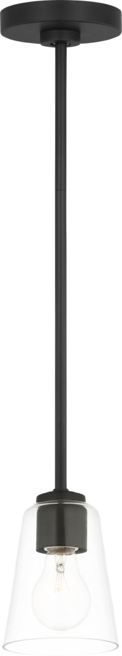 Miles One Light Mini-Pendant in Midnight Black with Clear Glass Bulb(s) Not Included