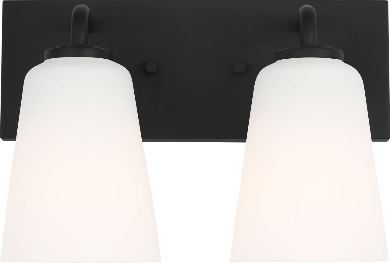 Miles Medium Vanity in Midnight Black with Etched Glass / White Inside Bulb(s) Not Included