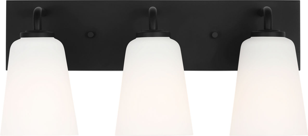 Miles Large Bath Sconce in Midnight Black with Etched Glass / White Inside Bulb(s) Not Included