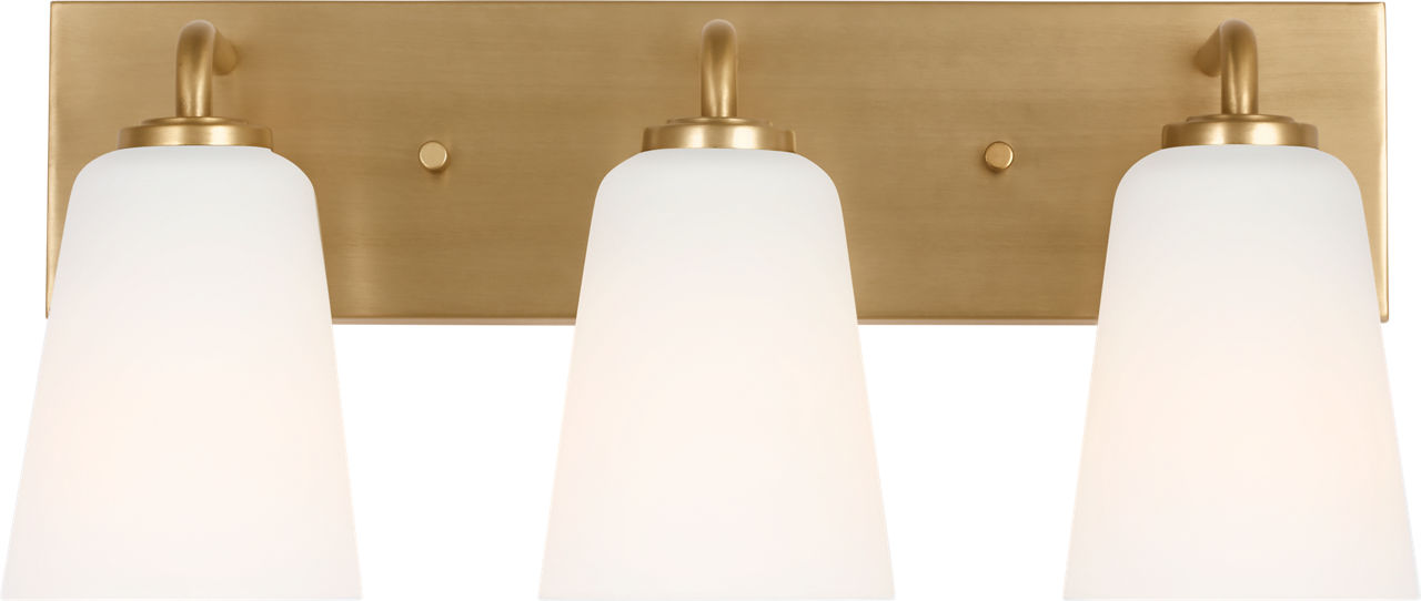 Miles Large Bath Sconce in Satin Brass with Etched Glass / White Inside Bulb(s) Not Included