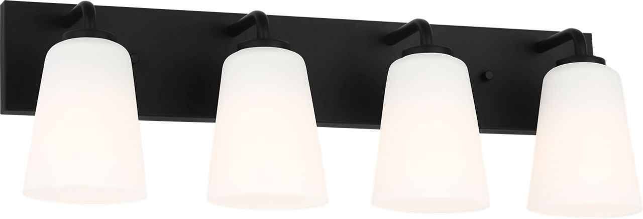 Miles Extra Large Bath Sconce in Midnight Black with Etched Glass / White Inside Bulb(s) Not Included