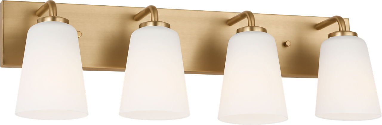 Miles Extra Large Bath Sconce in Satin Brass with Etched Glass / White Inside Bulb(s) Not Included
