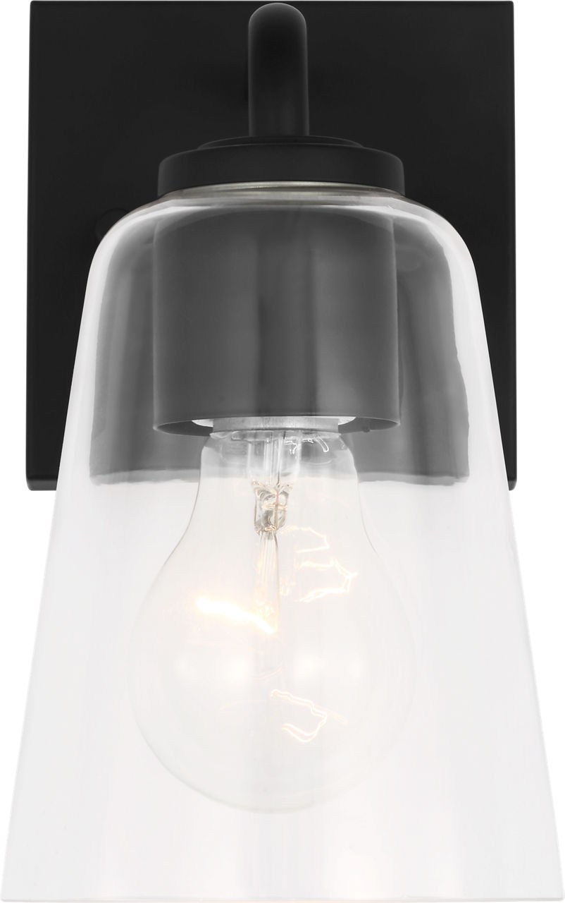 Miles Small Vanity in Midnight Black with Clear Glass Bulb(s) Not Included