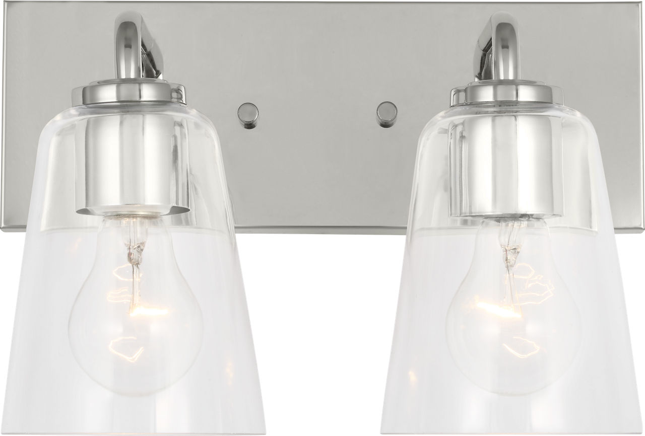 Miles Two Light Bath in Chrome with Clear Glass Bulb(s) Not Included