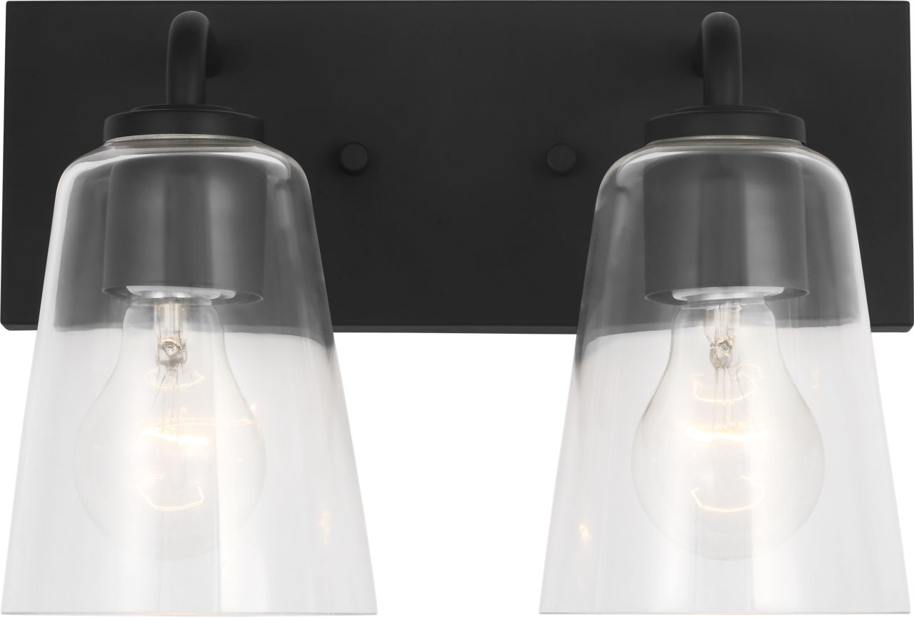 Miles Two Light Bath in Midnight Black with Clear Glass Bulb(s) Not Included
