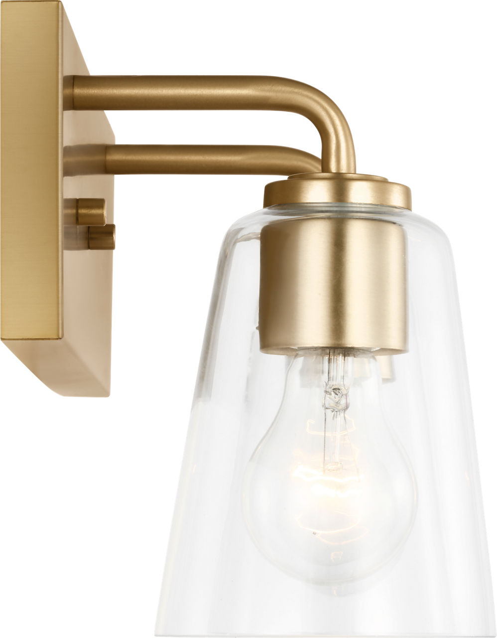Miles Medium Vanity in Satin Brass with Clear Glass Bulb(s) Not Included