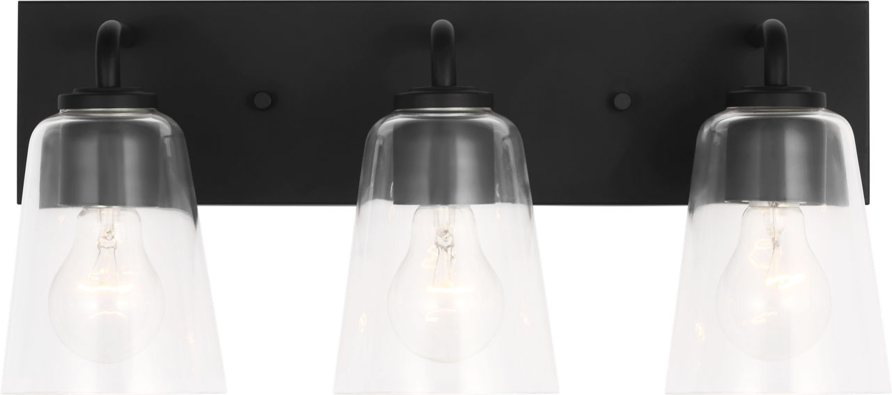 Miles Large Bath Sconce in Midnight Black with Clear Glass Bulb(s) Not Included
