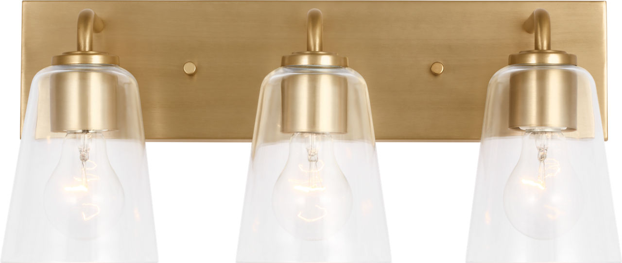 Miles Large Bath Sconce in Satin Brass with Clear Glass Bulb(s) Not Included