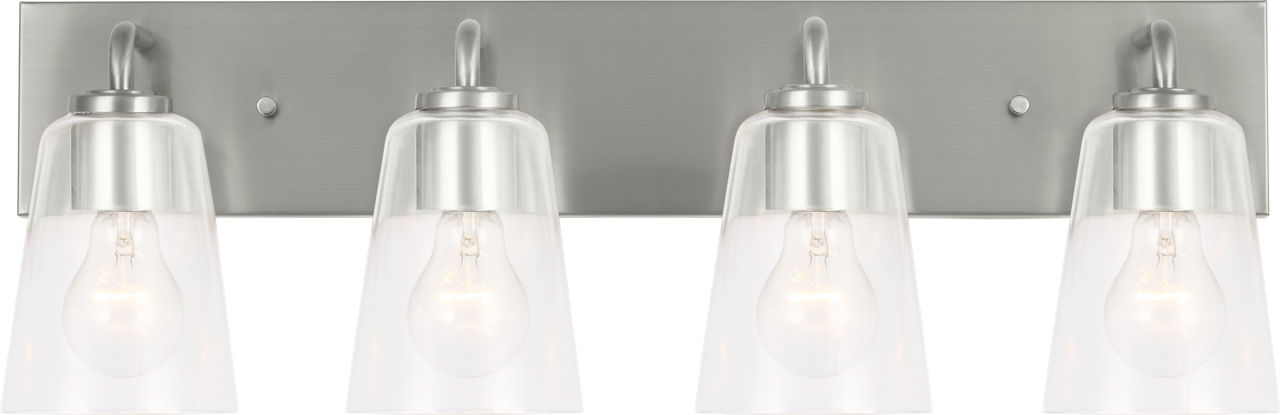 Miles Extra Large Bath Sconce in Brushed Nickel with Clear Glass Bulb(s) Not Included