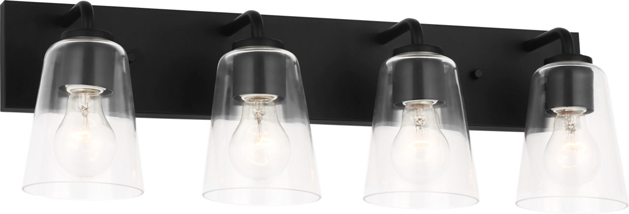 Miles Extra Large Bath Sconce in Midnight Black with Clear Glass Bulb(s) Not Included