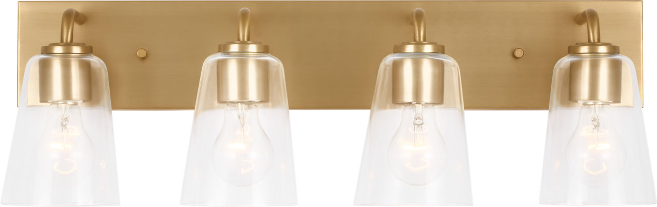 Miles Extra Large Bath Sconce in Satin Brass with Clear Glass Bulb(s) Not Included