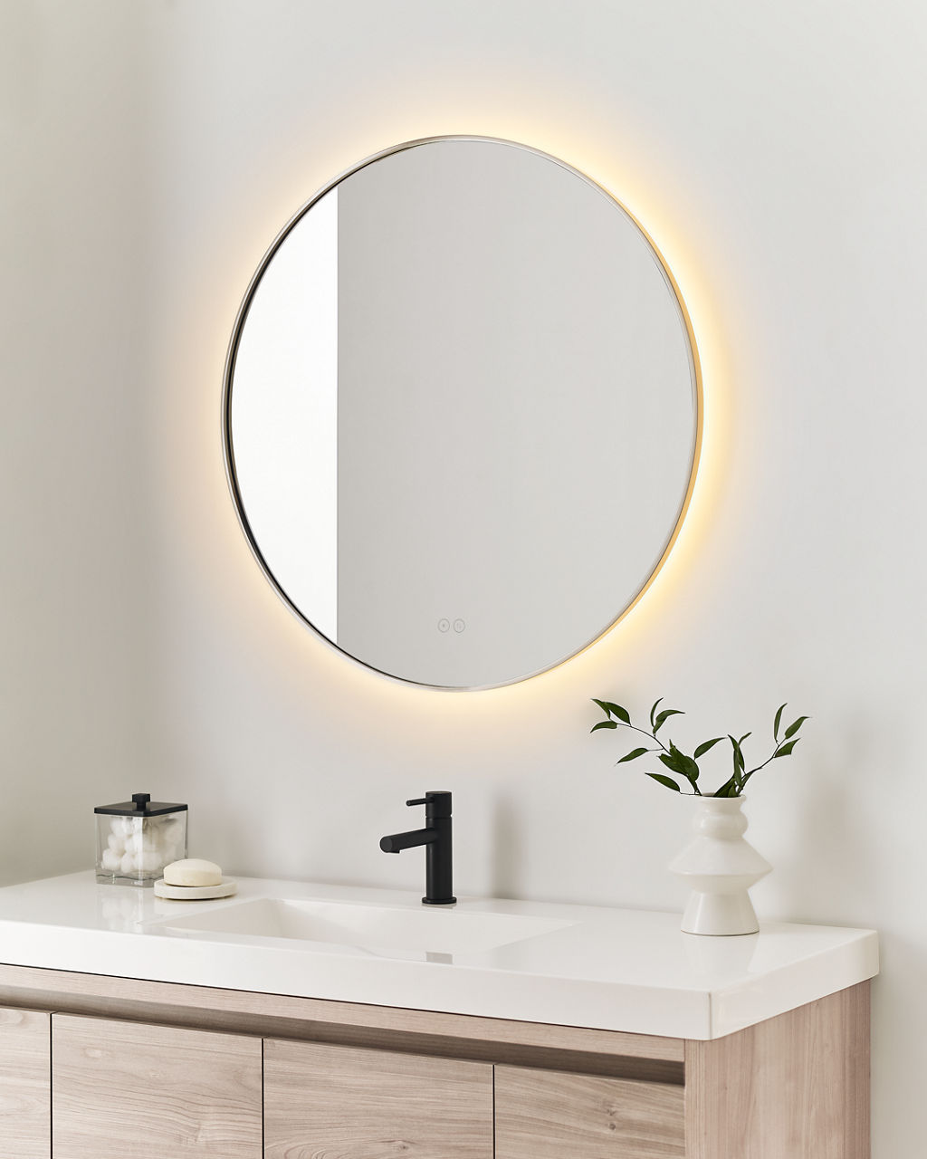 Cadre Medium Round Illuminated Mirror - MREL1430 | Visual Comfort