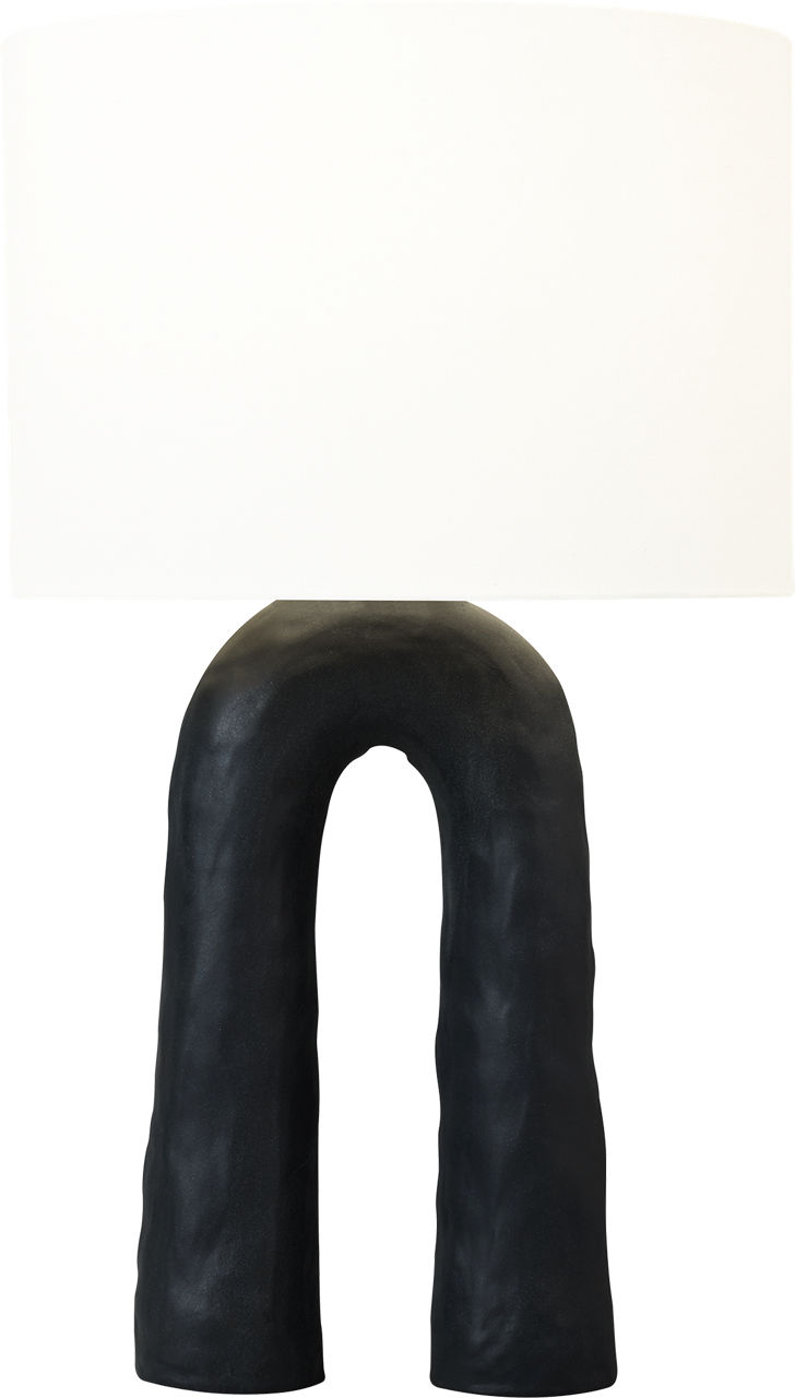 Aura Medium Table Lamp Rough Black Ceramic Bulbs Included