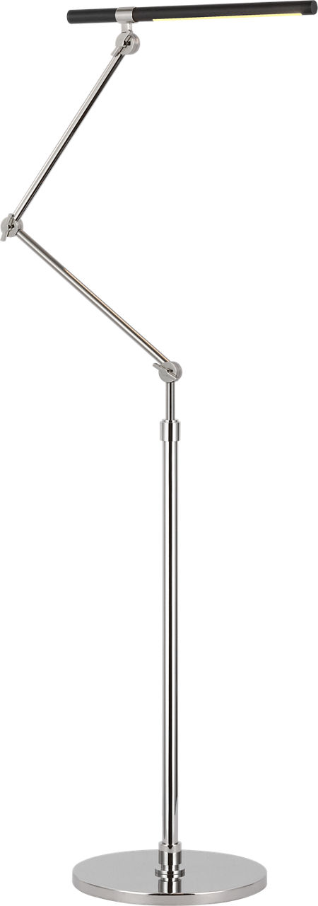 Heron Medium Adjustable Floor Lamp in Polished Nickel and Matte Black