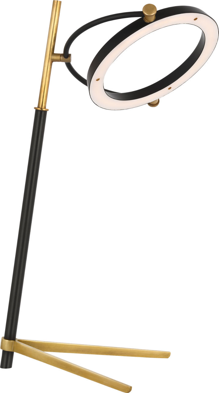 Mistral Medium Ring Lamp in Hand-Rubbed Antique Brass and Matte Black