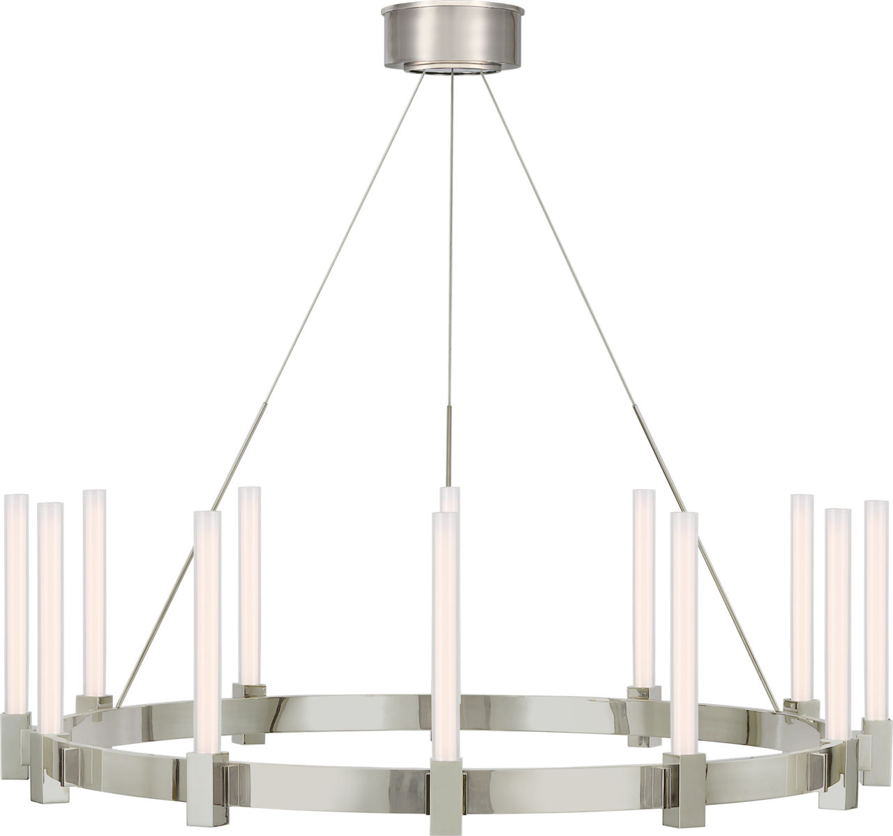 Mafra Large Chandelier in Polished Nickel with White Glass
