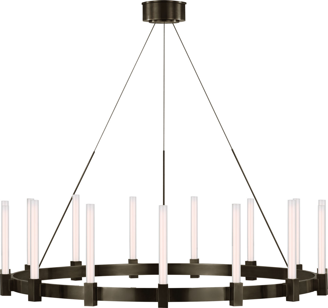 Mafra XL Chandelier in Bronze with White Glass