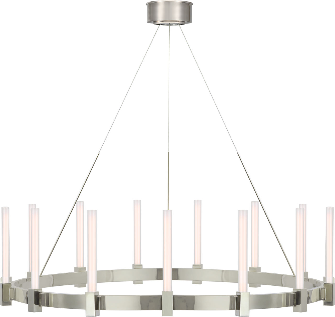 Mafra XL Chandelier in Polished Nickel with White Glass