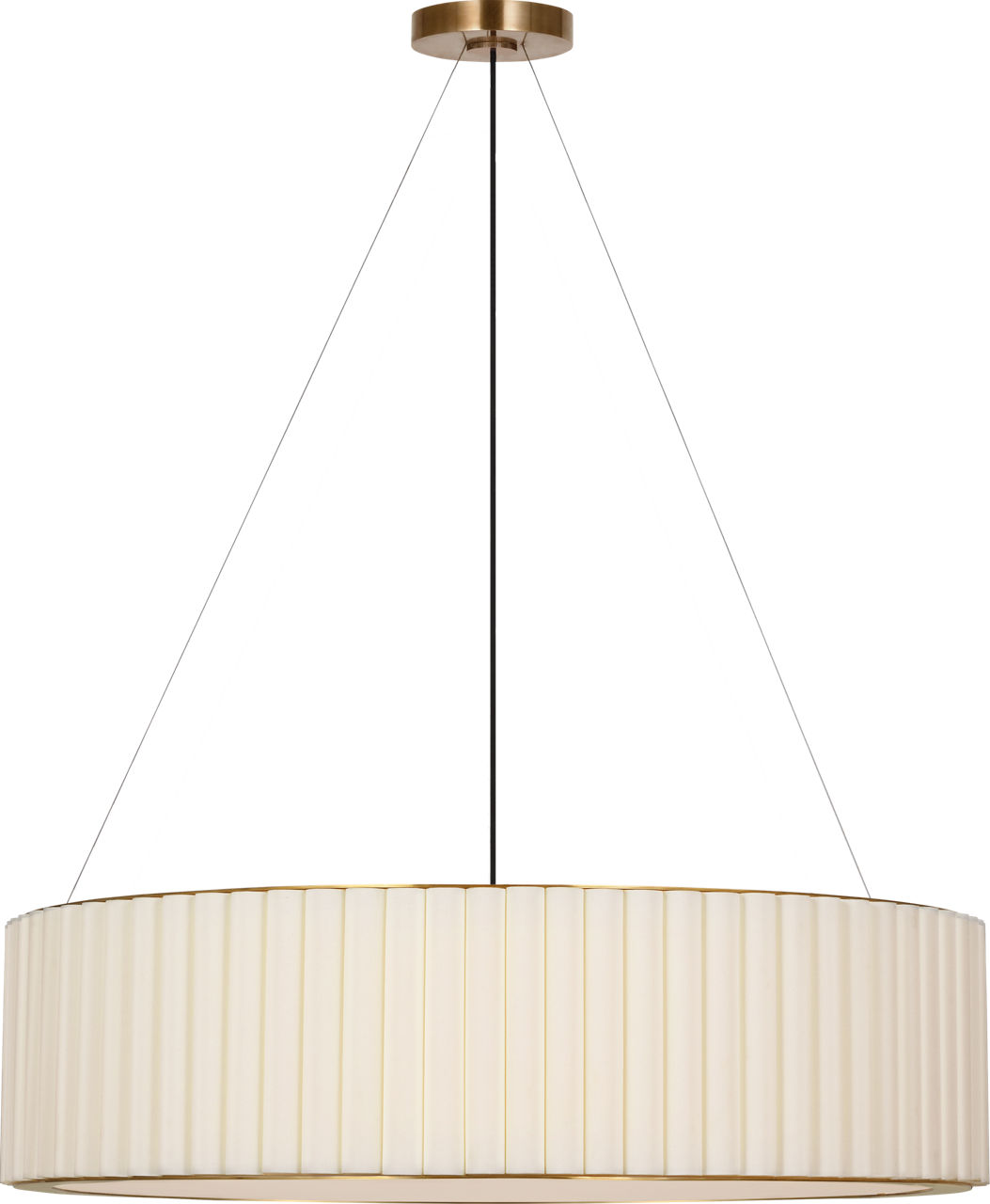 Palati Extra Large Hanging Shade in Hand-Rubbed Antique Brass with Linen Shade