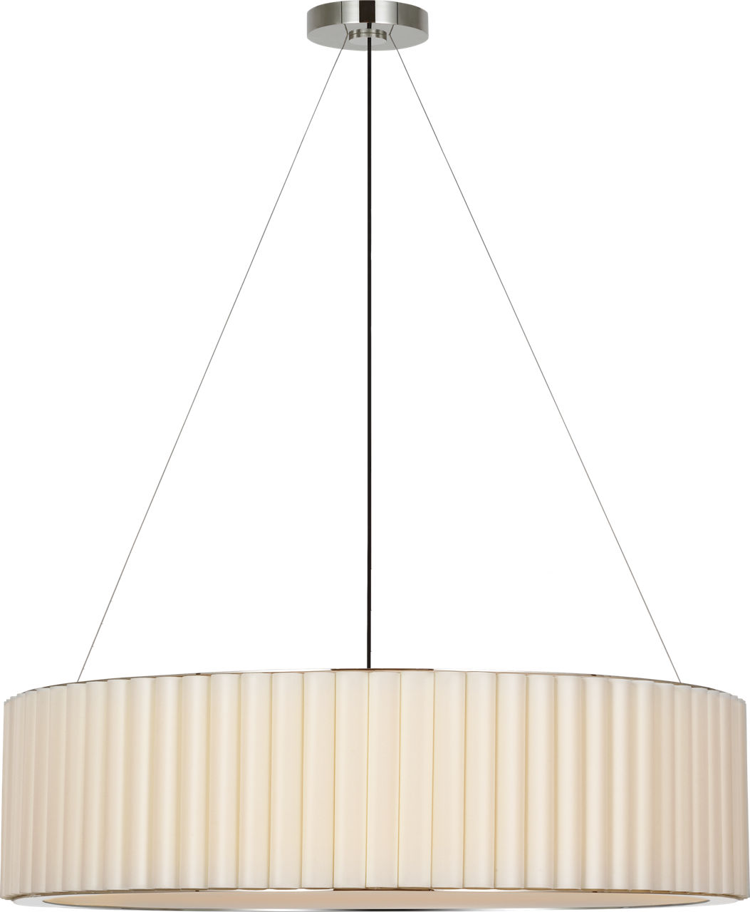 Palati Extra Large Hanging Shade in Polished Nickel with Linen Shade