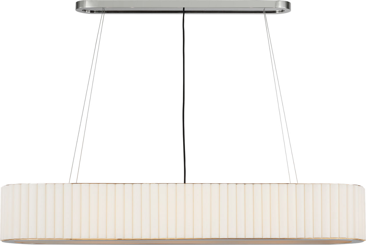 Palati Large Linear Chandelier in Polished Nickel with Linen Shade