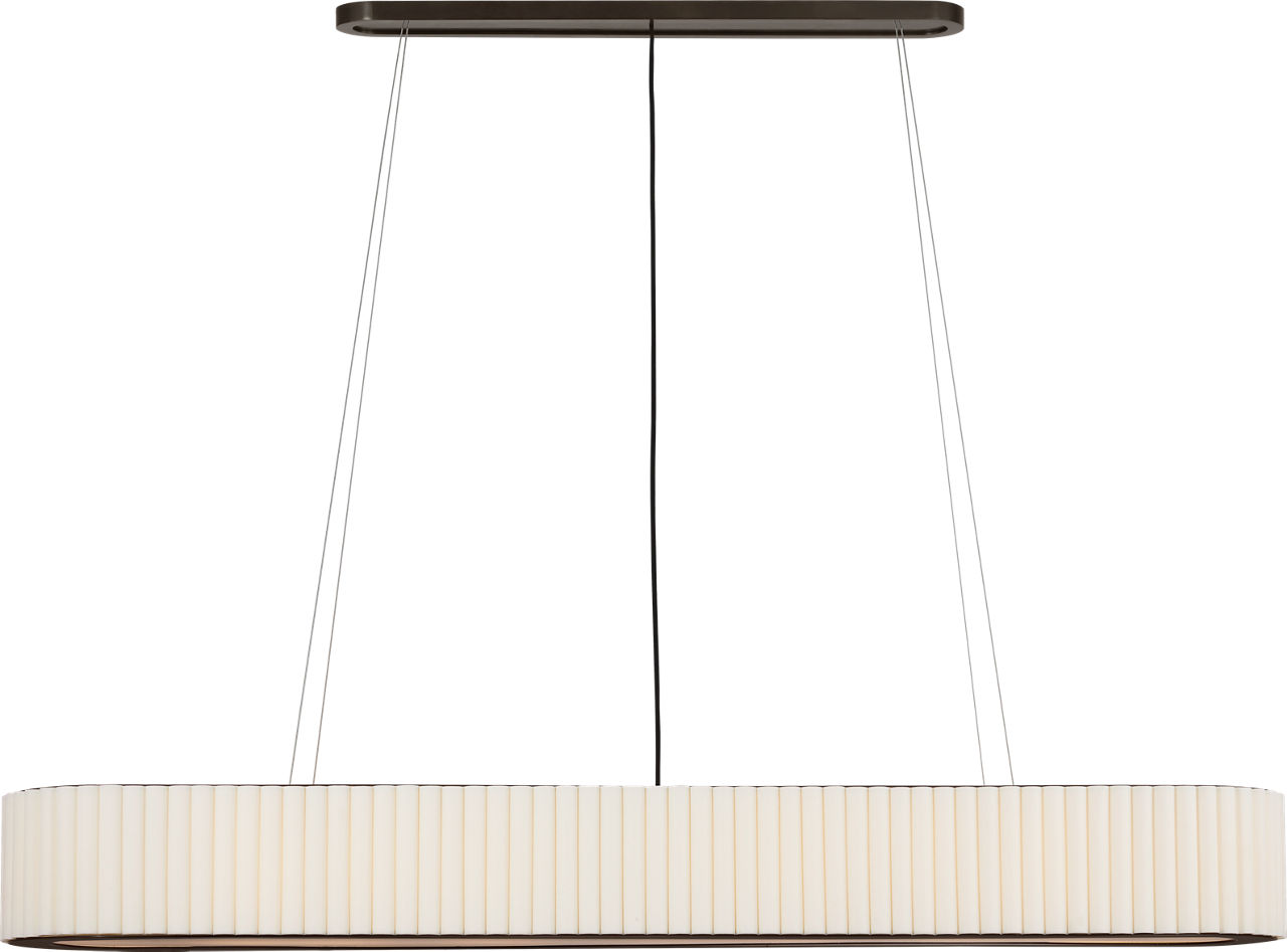 Palati Extra Large Linear Chandelier in Bronze with Linen Shade