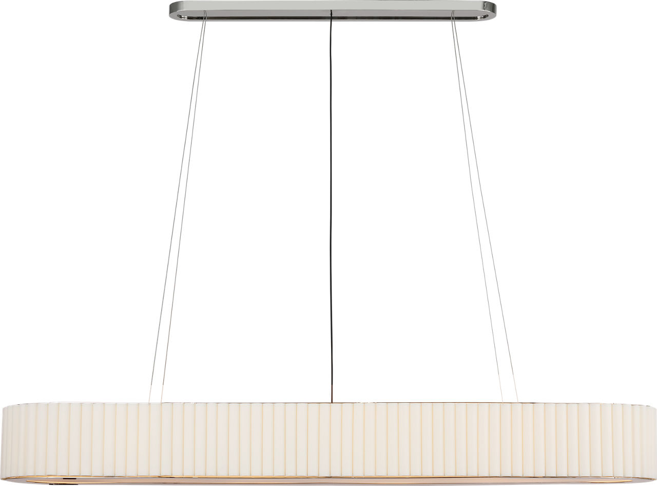 Palati Extra Large Linear Chandelier in Polished Nickel with Linen Shade