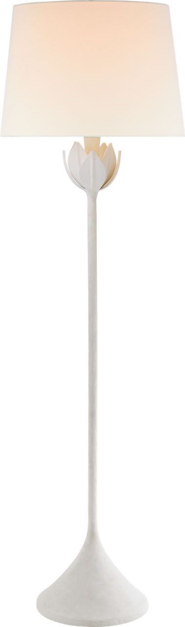 Alberto Large Floor Lamp in Plaster White with Linen Shade