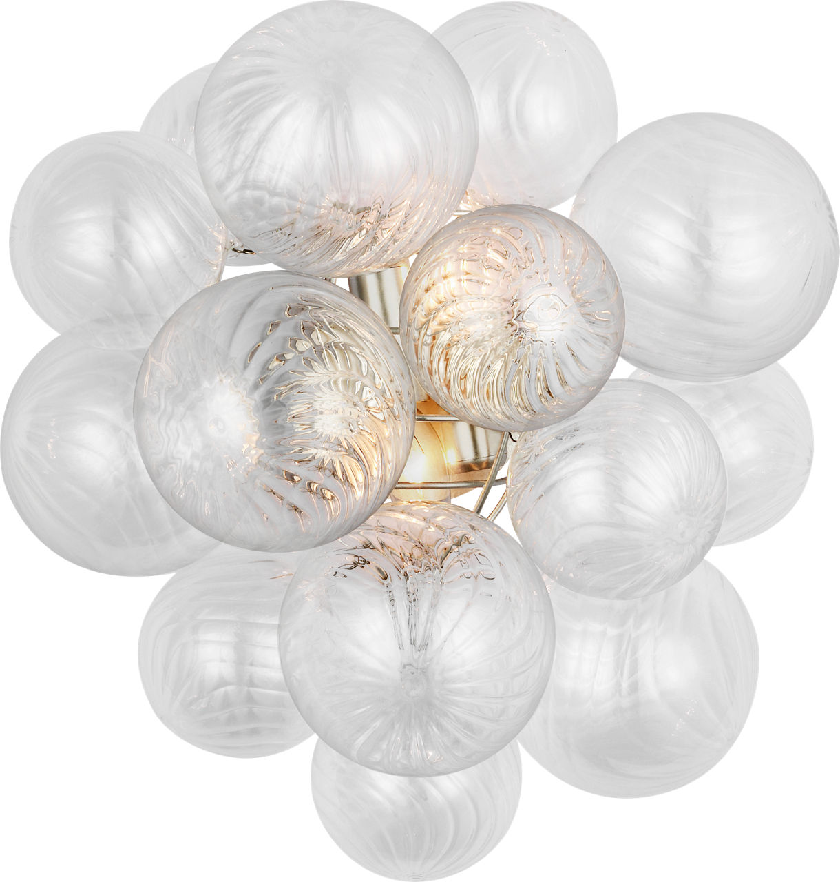 Talia Medium Sconce in Burnished Silver Leaf with Clear Swirled Glass