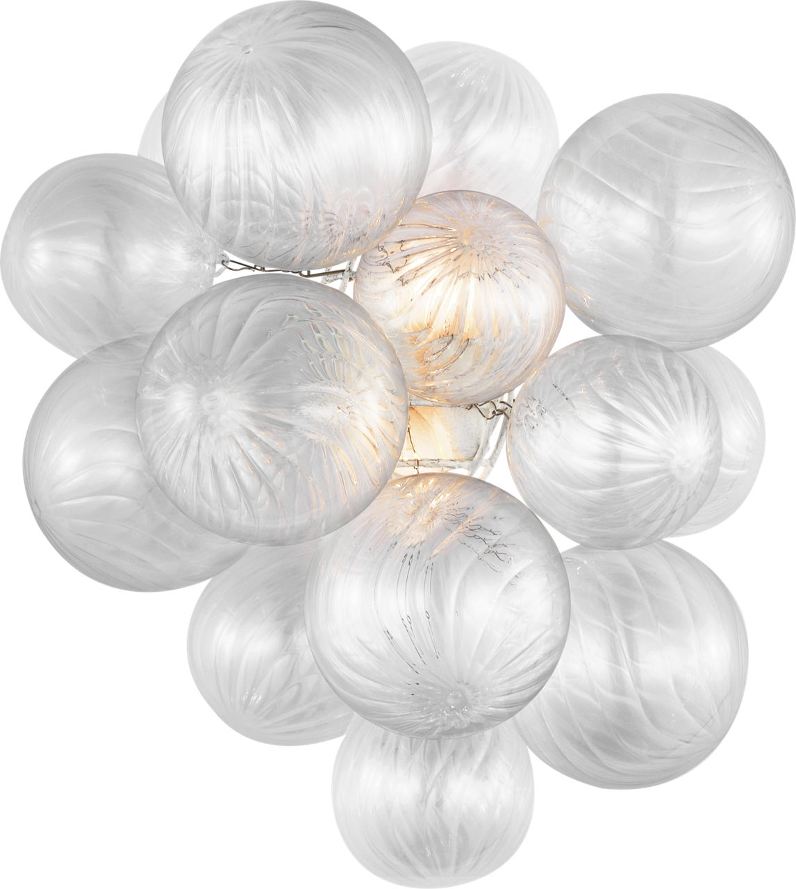 Talia Medium Sconce in Plaster White with Clear Swirled Glass