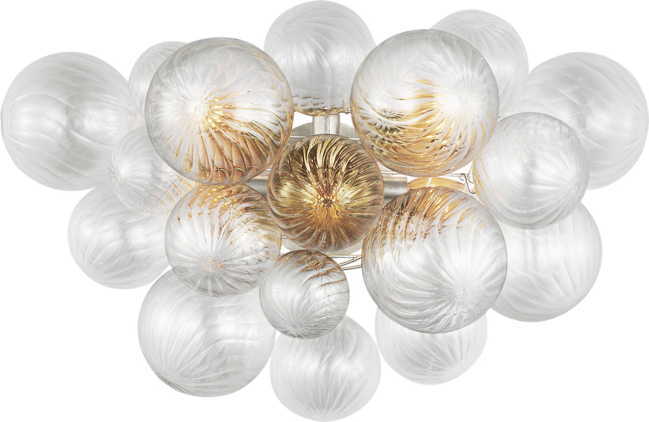 Talia Large Sconce in Burnished Silver Leaf with Clear Swirled Glass